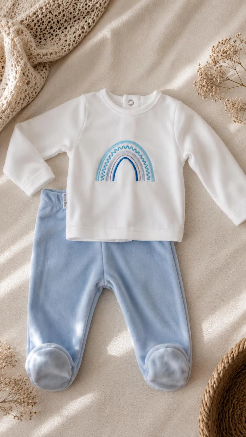 Conjunto Plush Arcoíris Celeste