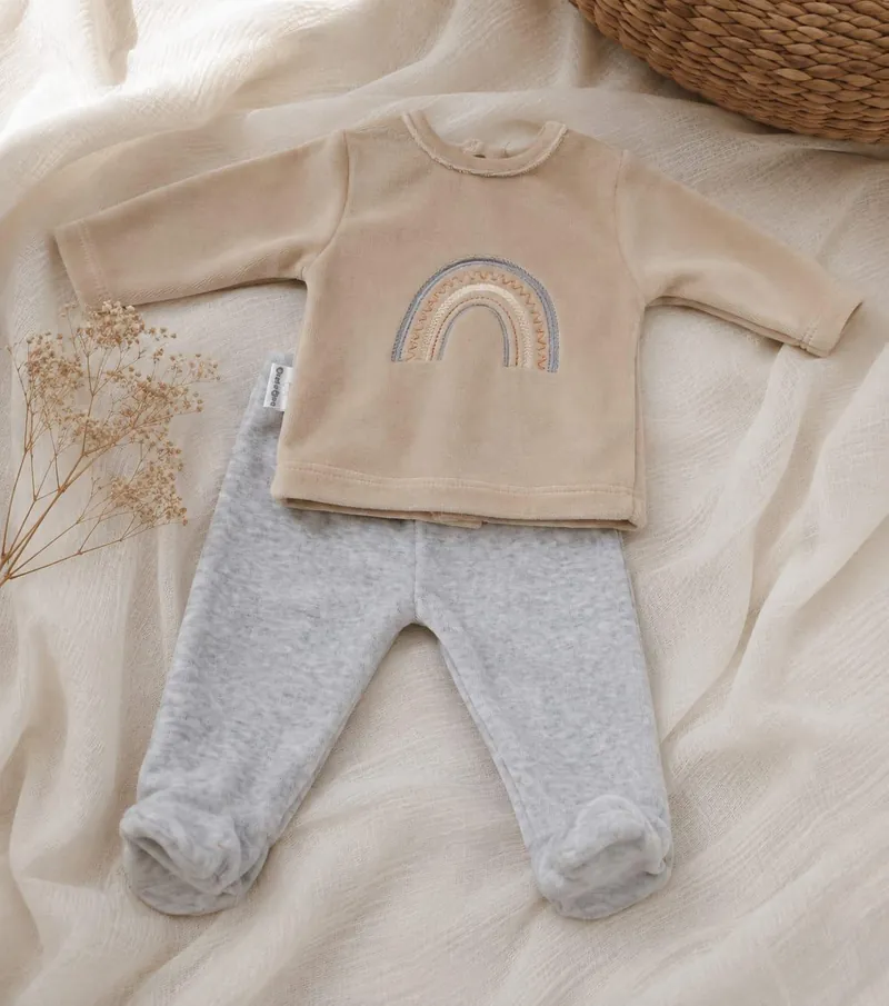 Conjunto Plush Arcoíris Gris