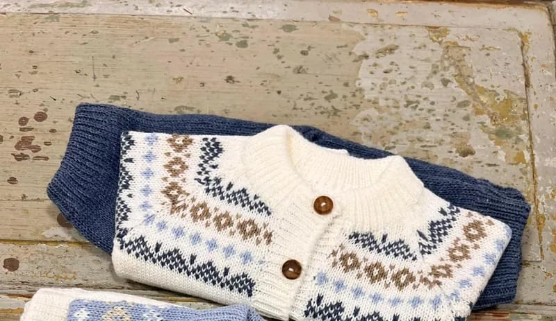 Conjunto Tejido Crudo con Canesú Azul