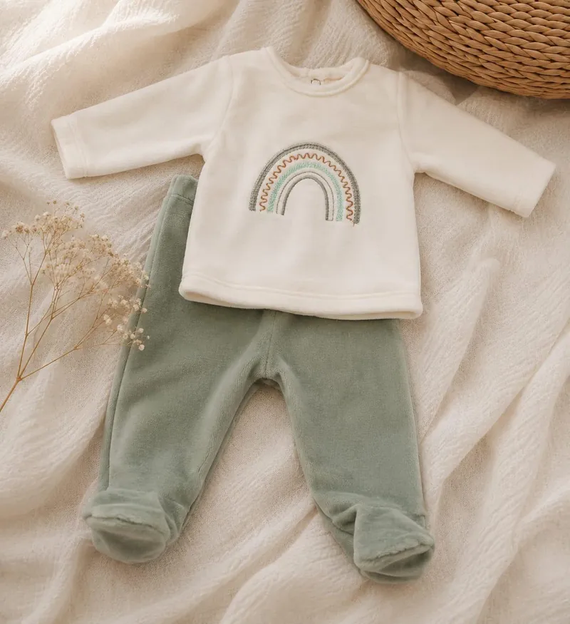 Conjunto Plush Arcoíris Verde Salvia